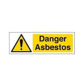 V Safety Danger Asbestos Warning Sign - 300mm x 100mm - 1mm Rigid Plastic