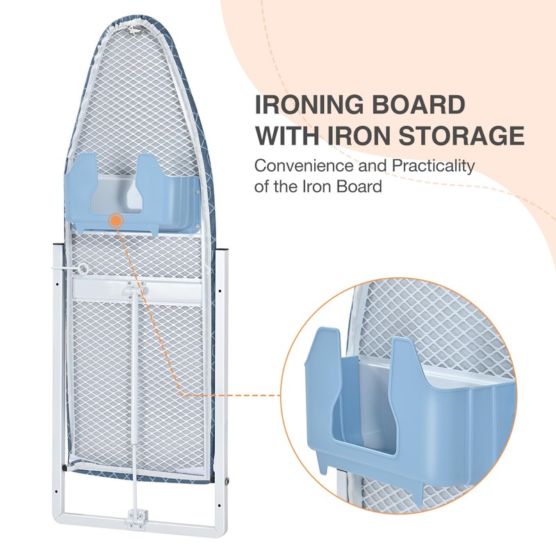 KINGBOARD Wall Mounted Ironing Board with Iron Holder, Compact Ironing