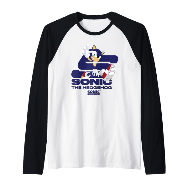 Sonic The Hedgehog Cool Radical Running Pose Logo Raglan Baseball