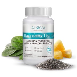 Probióticos 60 Billones con Enzimas Digestivas de Piña  Chía  Espinaca  Probióticos y Prebióticos Naturales  60 Cápsulas Veganas                      