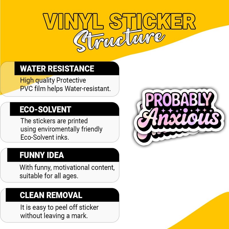 3 Pcs Probably Anxious Anxiety Sticker Gifts For Anxiety Sufferers,