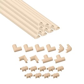 D-Line 157in Cord Cover Kit, Self-Adhesive Wire Hiders, Paintable Cable Raceway to Hide Wires on Wall, Electrical Cable Management - 10x 15.7 Lengths & 19 Accessories - 0.78" (W) x 0.39" (H) - Beige