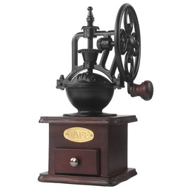 Manual Coffee Grinder Antique Cast Iron Hand Crank Coffee Mill With Grind Settings & Catch Drawer ，120 x 120 x 260mm