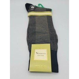 Vannucci Designer Dress Socks Mens 10-13 KHAKI/BLAK DOTS