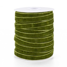 Pandahall 50 Yards Olive Green Velvet Ribbon 3/8 Inch Wide Single Face Velvet Ribbon Fabric Green Ribbons for Gift Wrapping Crafts Bow Making Flower Bouquet Wreath Decorations
