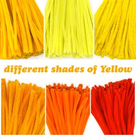 URSDIART 500pcs Yellow Pipe Cleaners,6 Assorted Colors Yellow Pipe Cleaners for Crafts, Christmas Craft Pipe Cleaners, Chenille Stems for Art and Craft Supplies DIY Creative Project
