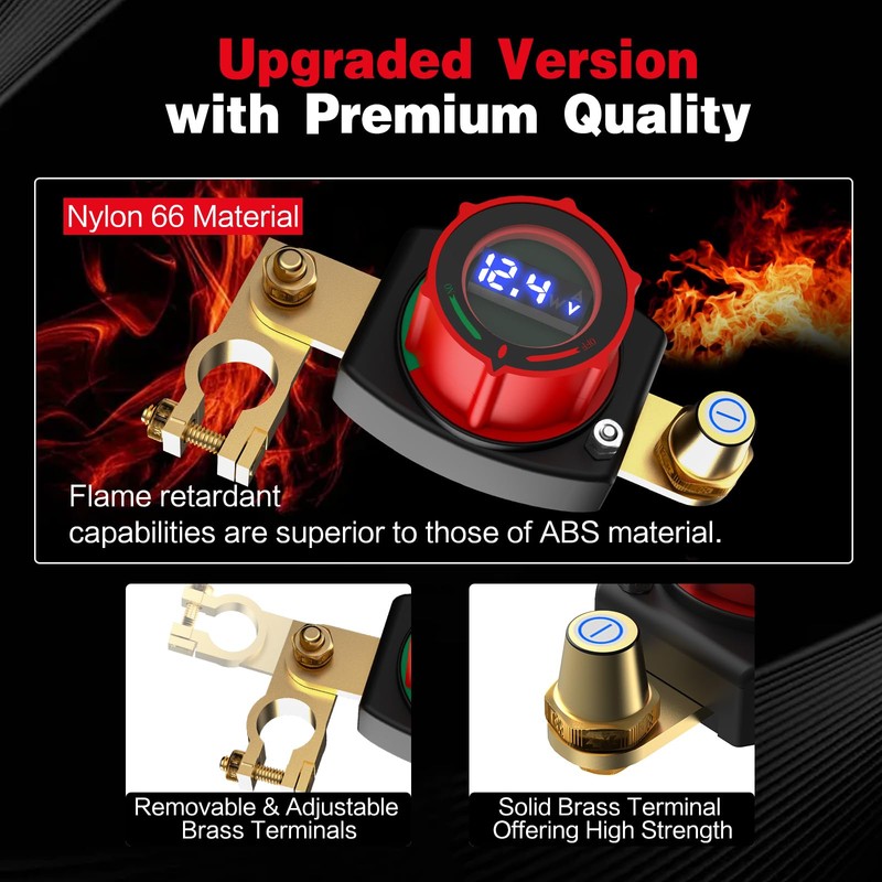 2025 New Top Post Battery Disconnect Switch with Voltmeter, 5-60V