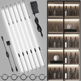 JUSJUBR LED Lights for Shelves, 6 PCS 20 Inch Dimmable Flexible COB LED Strip Lights for Cabinet, Display Case, Bookshelf, Kitchen, Wardrobe and Closet, Under Cabinet Lighting Cold White 6000K