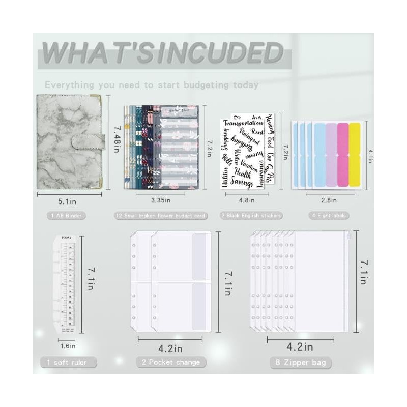 Marble A6 Ring Binder Budget Book Marble Grain Notebook Book