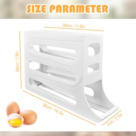 Egg Holder for 30 Eggs, Egg Container for Fridge, Stackable Egg Organiser, Automatic Rolling Egg Dispenser for Storage in the Fridge, Egg Storage Container