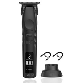 Supreme Trimmer 2Spee Hair Trimmer (3 Hour Use) Removable Blades, 2 Speeds, Battery Display | Cordless Professional Barber 0 gappable Trimmer | ST622 (Black)