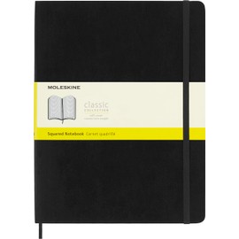 Moleskine Classic Squared Paper Notebook, Soft Cover and Elastic Closure Journal, Color Black, Size Extra Large 19 x 25 , 192 Pages