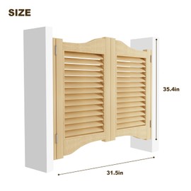 Swinging Louvered Cafe Doors, Wood Cafe Saloon Swing Door, Interior Partition for Hallway Kitchen Bar Porch Decoration, Cellars Barn Auto Close Half Door (Burlywood, 31.5x35.4in)