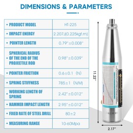 NEWTRY Concrete Rebound Hammer, Tester Portable Resiliometer Test, 10-60Mpa 1450-8702psi with User’s Guide in English Text & Video