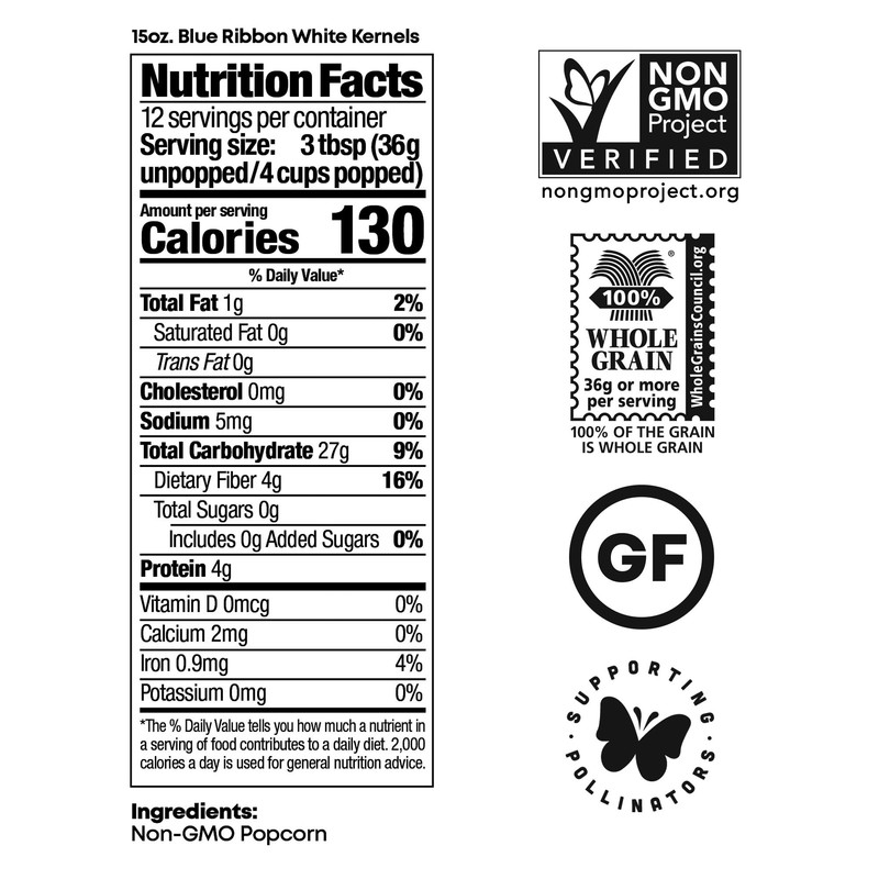 Black Jewell Gourmet Popcorn Kernels, Blue Ribbon White, 15 Ounces