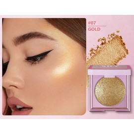 MAEPEOR Face Highlighter Palette 8 Colors Smooth Shimmer Highlighter Palette Longlasting Shiny Face Illuminator Highlighter Makeup (07 Gold)