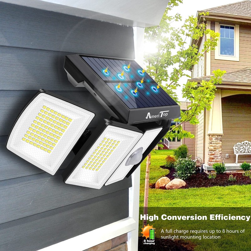 AmeriTop Solar Lights Outdoor 300 LED 6500K Motion Sensor Lights
