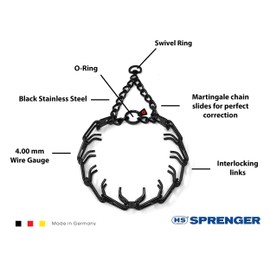 Herm Sprenger Black Stainless Steel Prong Dog Training Collar with Swivel Ultra-Plus Pet Pinch Collar No-Pull Collar for Dogs Anti Pull Training Collar Made in Germany 4mm x 25in Large