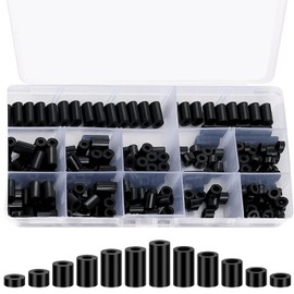 345 Pcs Nylon Plastic Spacers Set – Black Durable Insulating Spacer Pack for Screws, Electronics, DIY Projects – Assorted Sizes