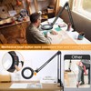 12X Large Magnifying Glass with Light and Clamp, Real Glass,