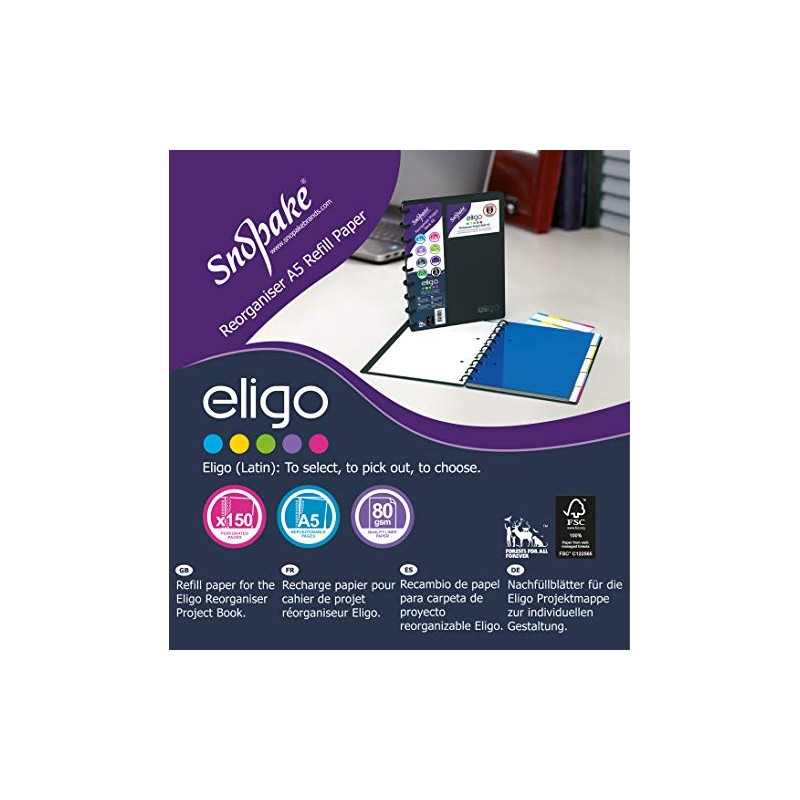 Snopake Eligo A4 ReOrganiser Project Book Refill Paper [Pack of