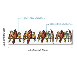 funlife Original Hand-Drawn Stained Glass Window Film, Double-Sided Static Cling Window Cling, Non-Adhesive Glass Windows Combos Decal Decor for Glass Door, Medium Boho Birds