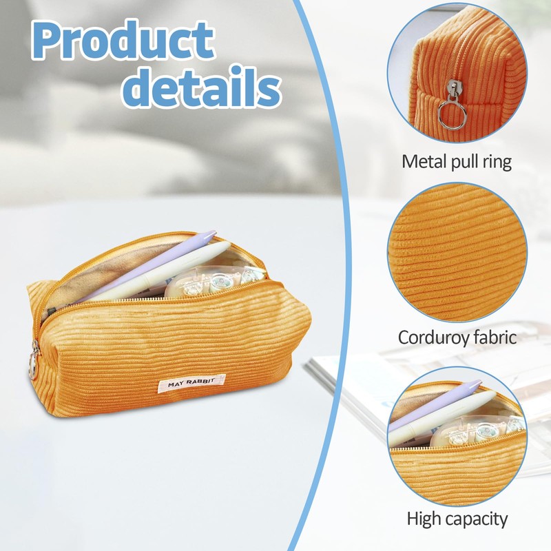 YALiya Corduroy Fabric Pencil Case Portable Storage Bag Pencil Case