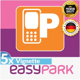 5 x EASYPARK Easy Park Rear Glass Sticker Ticket Sticker Vignette Car Park App Sticker Parking Badge (6 x 6 cm, UV Protection, Removable, Made in Germany)