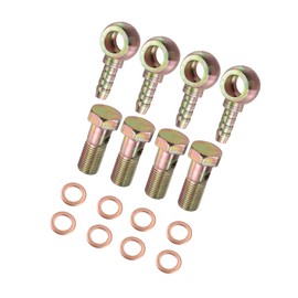 VekAuto 4 Set 8mm Banjo Hose Barb Bolt Fittings Banjo Bolt Washer Bronze Tone Metal with 8mm Spacers for Car Auto Accessories