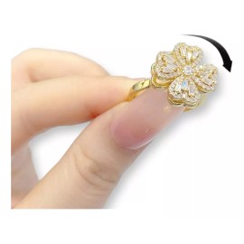 Dtup Anillo De Flor Giratorio Anti Estrés Chapado En Oro De 18k