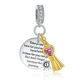 Simphman 2024 Graduation Charms Dangles Made of 925 Silver for Bracelets and Necklaces, Graduation Gift for Women, Girls, Family and Friends, Cubic Zirconia