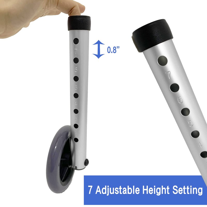 5" Walker Wheel Replacement & Glide Skis Sets, Folding Roller