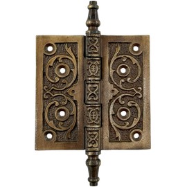 6" - Ornate Iron Victorian Hinges - Bronze Iron Hinge - Antique Style Iron Hinge for Doors, Gates, cabinets by Antique Hardware Depot HG-107