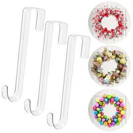 Wreath Hanger,12" Clear Wreath Hangers for Front Door Décor,3 Pack Easter Fall Wreath Door Hanger Hook,Non Scratch Over The Door Hooks for Hanging Christmas Wreath Decorations Clothes Outdoor Indoor