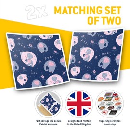 2 x 7.5cm Square Vinyl Stickers - Sleepy Elephants Pattern Baby Animal Cute Decals 46311