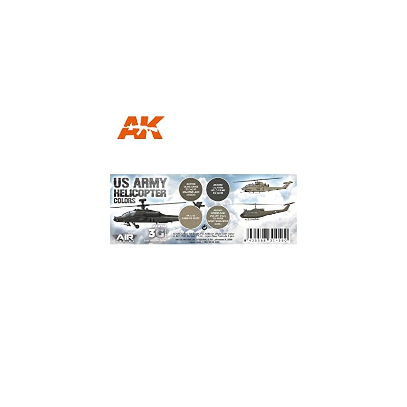 AK Acrylics 3Gen AIRCRAFT SET AK11750 US Army Helicopter Colours
