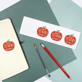 Azeeda 4 x 'Apple for Teacher' White Premium Vinyl Decal Stickers – Waterproof, Durable & Easy to Apply - Ideal for Car Bumpers, Windows, Bins and More (DW00098852)