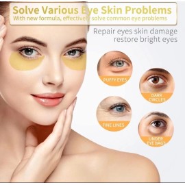 DERMORA 24K Gold Eye Mask, Puffy Eyes Dark Circle Under Eye Patches, 20 Pairs x 2 Boxes
