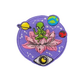 Alien Lotus Flower Space Patch, Iron On/Sew On