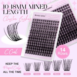 FD18-10-1018 Eyelash Extensions, C Curl, Natural Cluster Lashes, FD18-10-18 mm, Reusable Eyelash Extension, Individually at Home (FKDP-lash-FD18-C-1018)