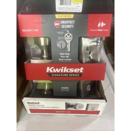Kwikset Pismo Round Rose Satin Nickel Knob Door Combo Pack SmartKey Security NEW