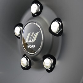 Set of 4 W Mark Center Caps by WORK (WORK) Original Product with 1 Attached WORK Logo (Side Width 90mm Cutout Lettering) Sticker (Black)