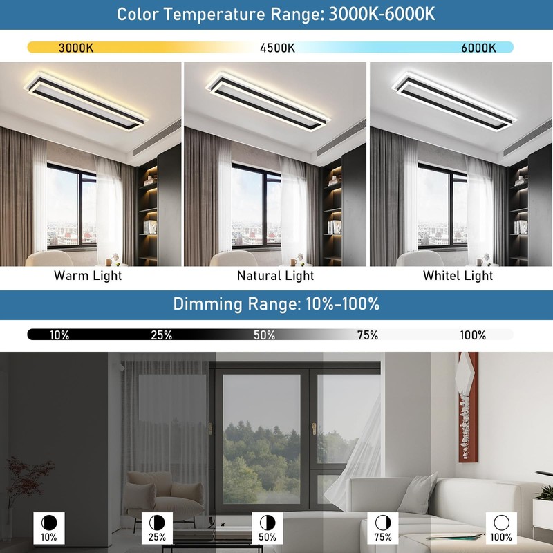 Vloitgol Dimmable Led Ceiling Light with Remote Control 31.5in Modern