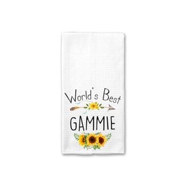 World's Best Gammie Kitchen Towel, Floral Sunflower Kitchen Towel, Best Gammie Ever, Gift Mothers Day Birthday Christmas Thanksgiving for Gammie, Soft and Absorbent Kitchen Tea Towel