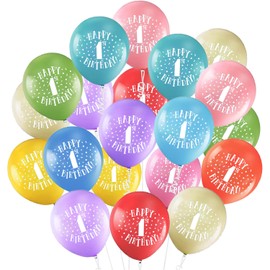 Jwssor 1st Balloons,20pcs 12inch Multicolored Number One Balloons for Girls Boys Kids,1st Birthday Decoration,Number 1 Latex balloons for Birthday Party