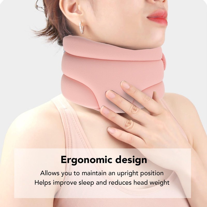 Collarín, Collarín Cervical Ajustable Ergonómico para Mujeres para Dormir (Rosado)