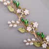 Chargances Bride Green Rhinestone Leaf Headband Wedding Flower Pearl Hair