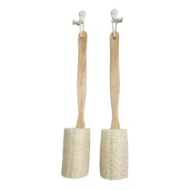 BZVlemon Esponja Exfoliante 100% Natural Con Mango Largo De Madera Pa