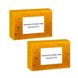 2pcs Lemon Turmeric and Kojic Acid Soap Bar, 100G, Turmeric Soap Bath Cleansing Soap, Natural Ingredients Containing Lemon and Vitamin E, Brightening and Restoring Skin Vitality