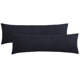 NatureMark Pack of 2 Jersey Cushion Covers, Side Sleeper Pillows, Neck Pillows, Many Sizes and Colours, Oeko-Tex (40 x 145 cm (Side Sleeper/Nursing Pillowcase), Black)